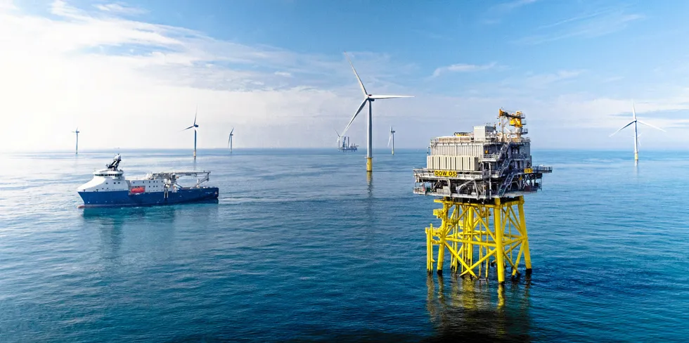 The Dudgeon offshore wind farm in the UK North Sea