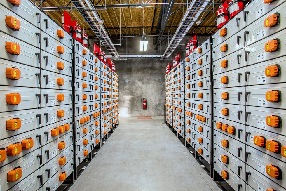 A lithium-ion battery storage facility in the US.