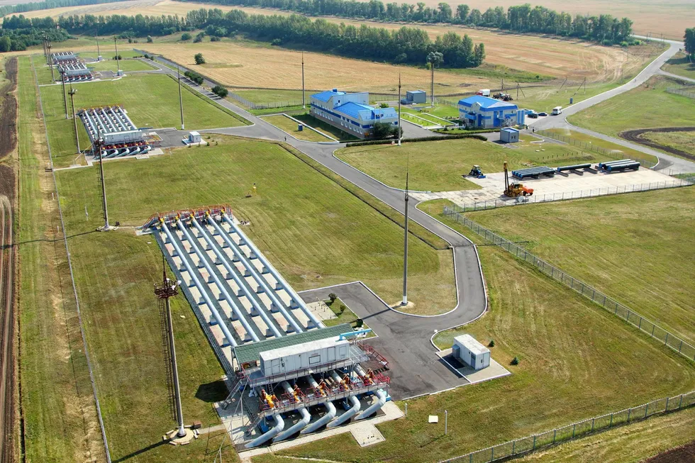 Strong flow: a Gazrpom-operated key gas metering station near a Russian town of Sudzha that sits on a major gas transit pipeline from the country across Ukraine to Europe