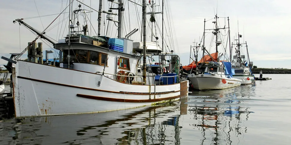 Commercial fishing boat in Canada salmon troller.