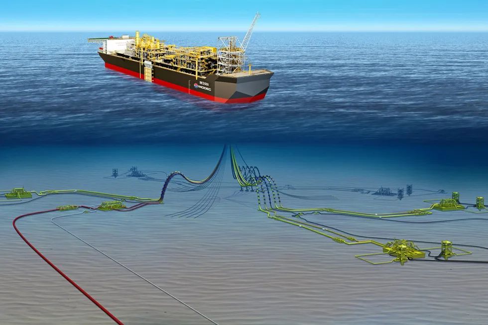Rendering of the Barossa FPSO: Modec had planned to apply its M350 hull design, a next generation newbuild hull, to be built in China
