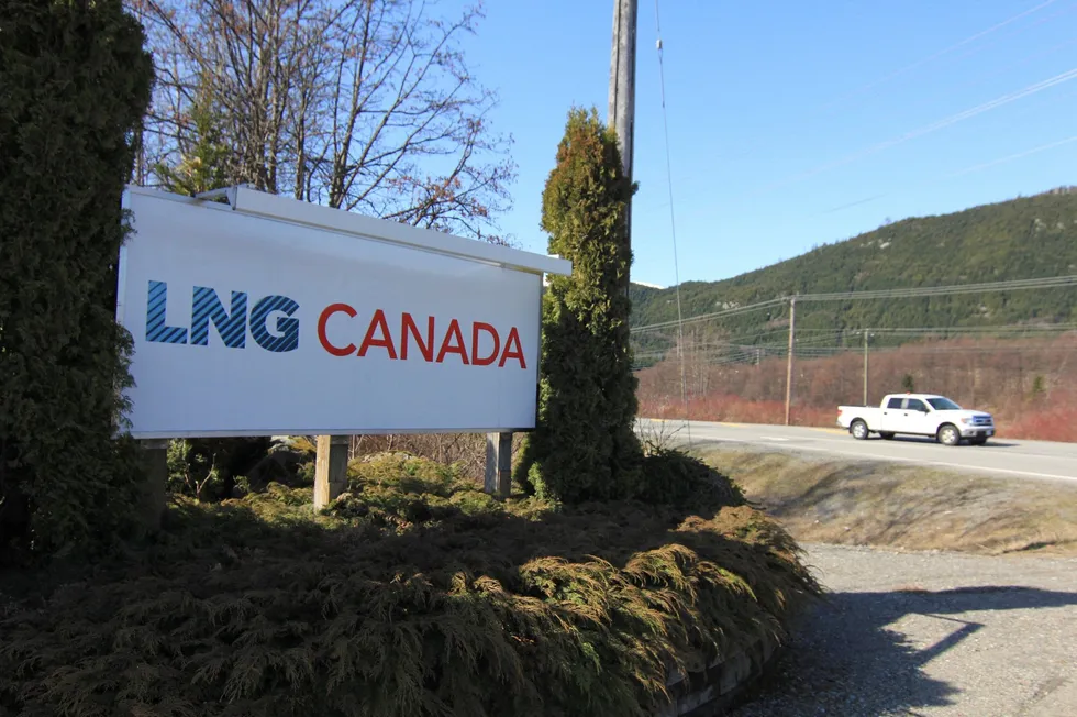 The entrance to Shell's LNG Canada project site in Kitimat in British Columbia.