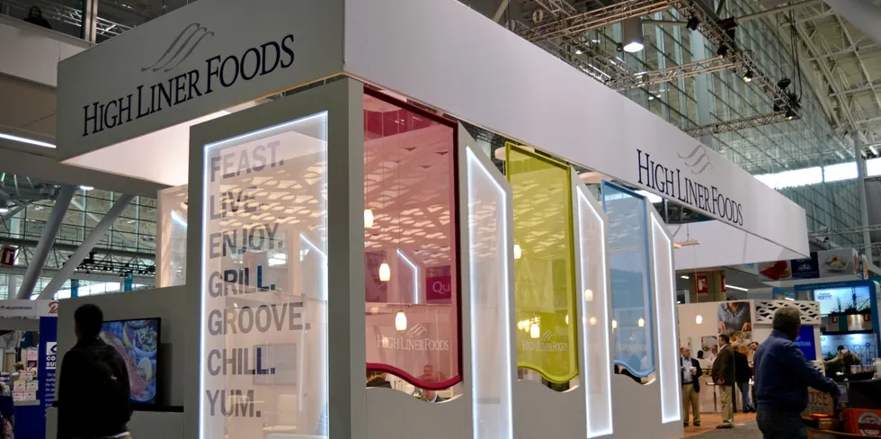 High Liner Foods booth at the 2018 Seafood Expo North America (SENA). The company is choosing not to exhibit this year due to the spread of the omicron COVID variant.