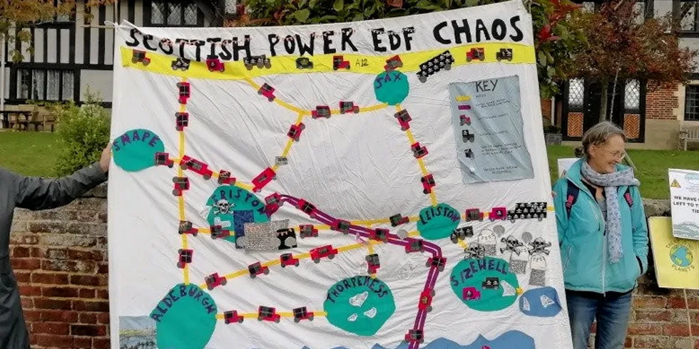 Protesters have taken legal action against wind farms on the East Anglia coast.