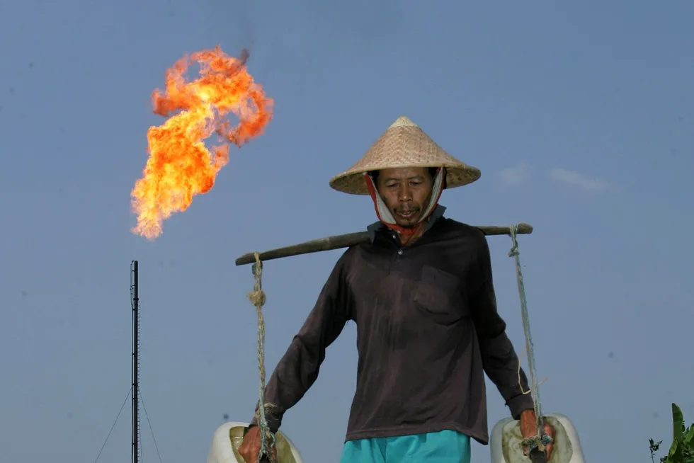 Exploration: a Pertamina drill site in Bekasi, West Java province, Indonesia