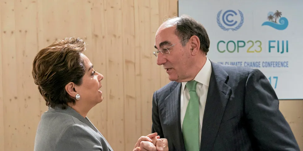 UNFCCC executive secretary Patricia Espinosa and Ignacio Galan.