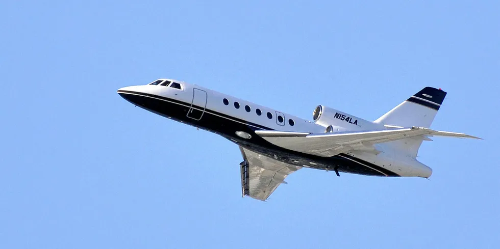 Falcon 50 private jet carried three Starkist engineers.