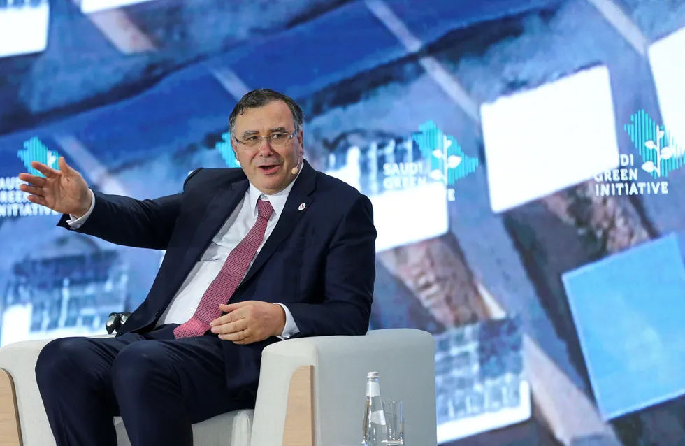 Pointing the way: TotalEnergies - led by chief executive Patrick Pouyanne - will decide soon on preferred bidder for big offshore platform