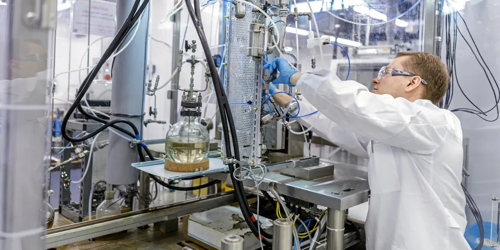 Testing of Innolith's patented electrolyte at the company's R&D centre in Bruchsal, Germany.