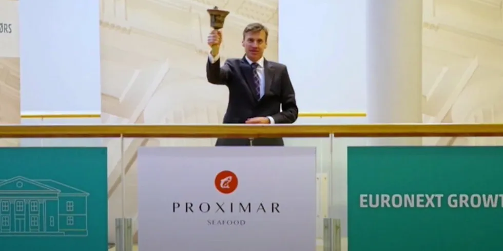 Proximar Seafood, the Per Grieg Jr.-backed land-based group, debuted on the Oslo Stock Exchange's Euronext Growth Feb. 3 2021.