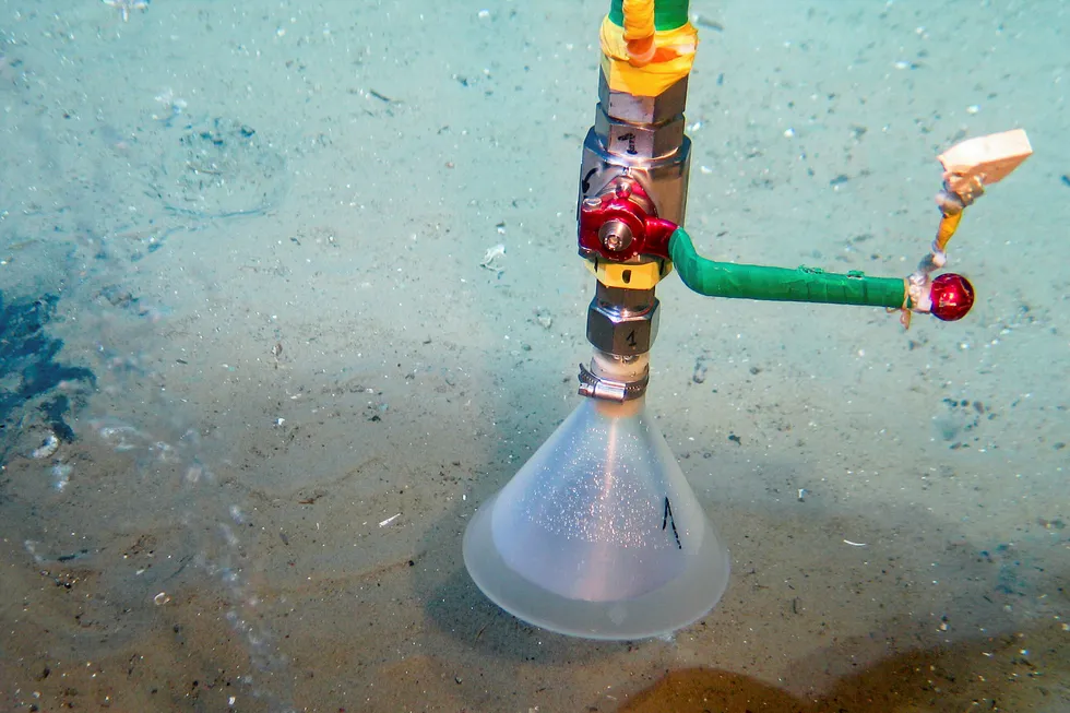 Research: equipment on the bed of the North Sea used by researchers from the GEOMAR Helmholtz Centre for Ocean Research in Kiel, Germany
