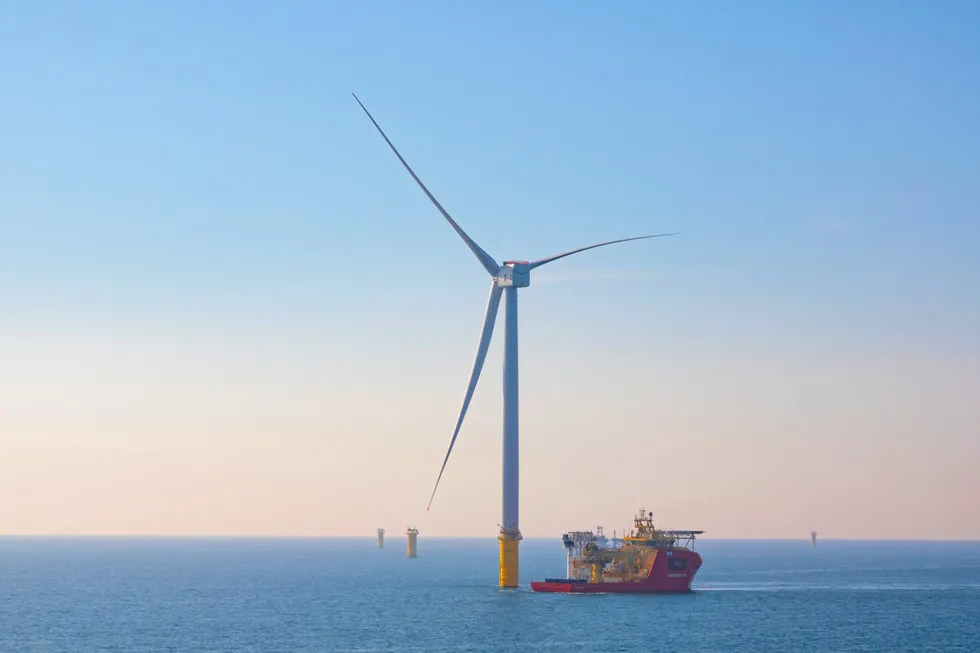 . A Haliade-X turbine at Dogger Bank off the UK.