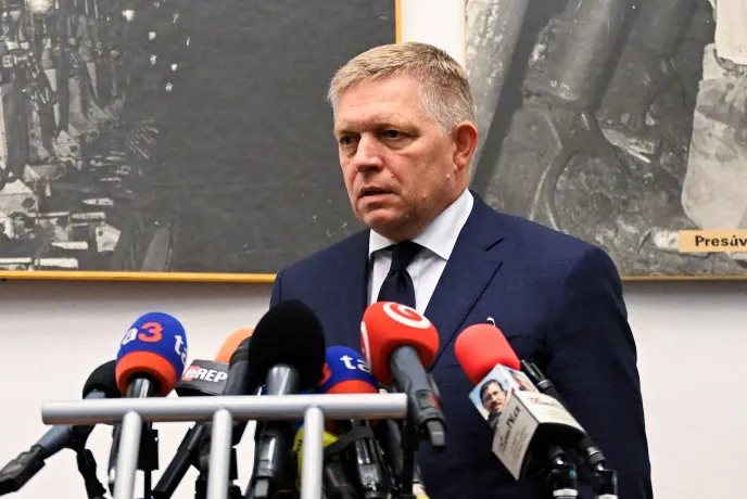 Slovakia's Prime Minister Robert Fico speaks during his visit to Handlova, Slovakia, September 6, 2024.