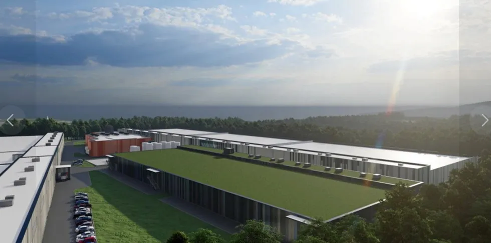 A rendering of Nordic Aquafarms' future RAS site in Maine.