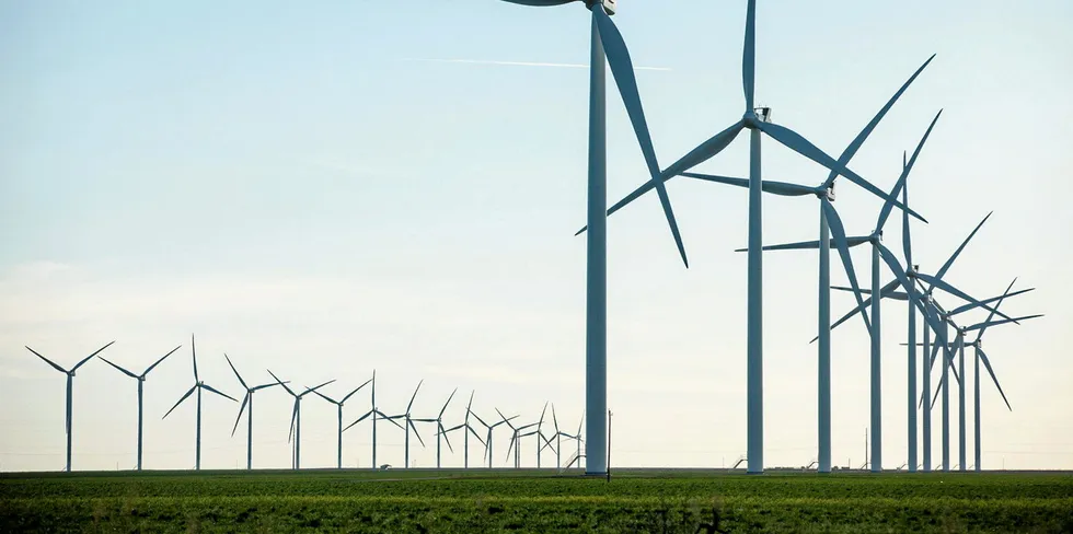 South Plaines wind farm in Texas, USA, with Vestas turbines.