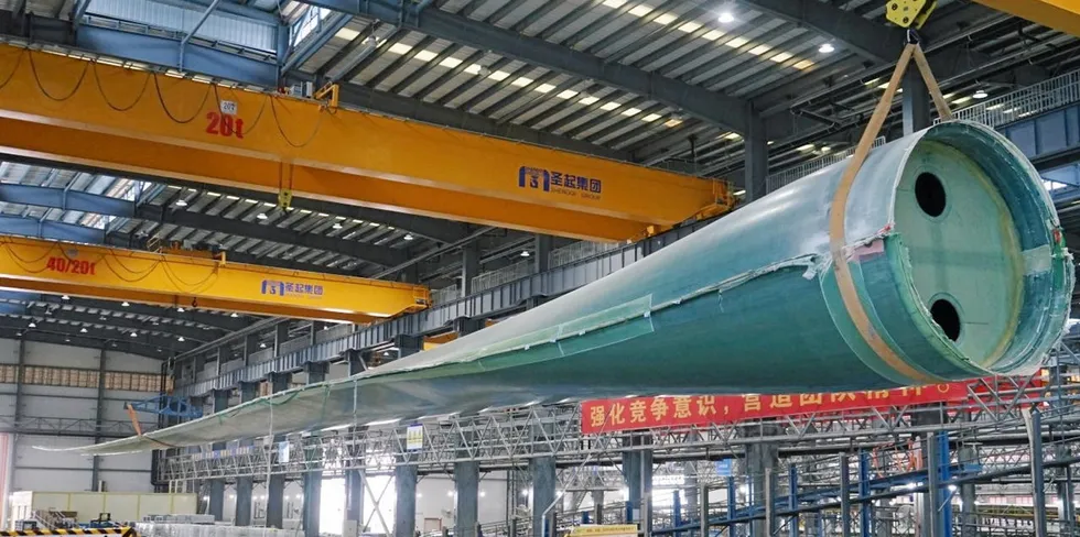 . MingYang 99 metre offshore wind turbine blade.