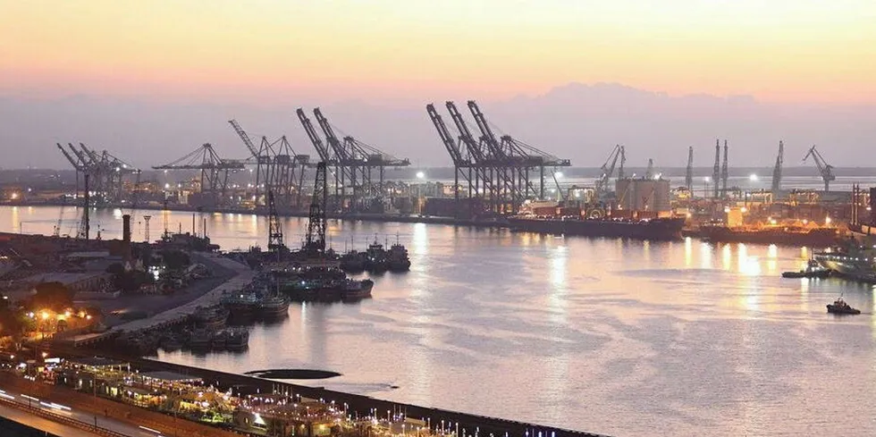 Boxes have been building up at Karachi Port.