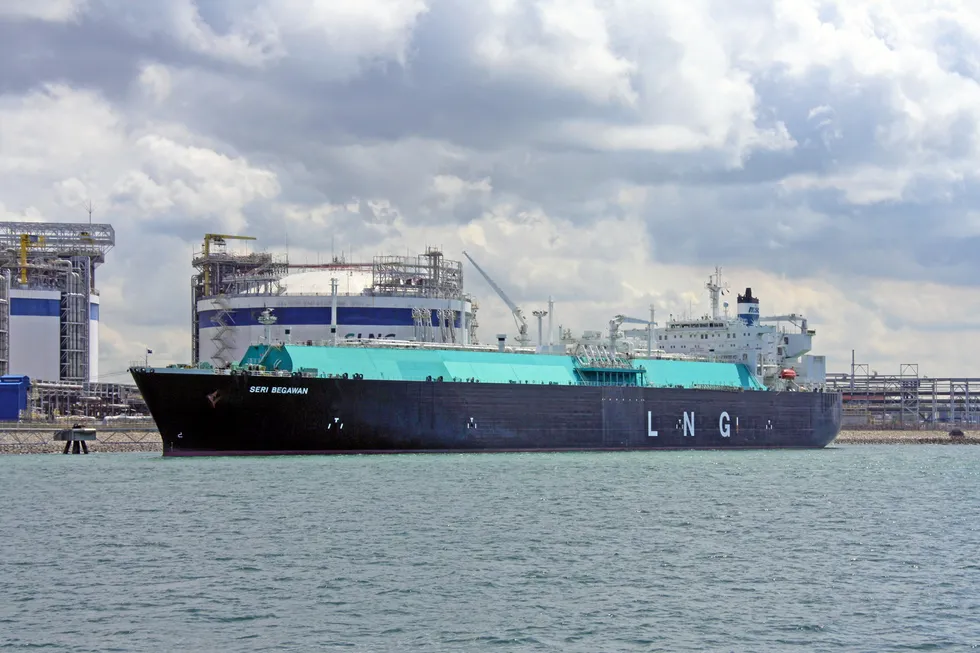 MISC's LNG carrier Seri Begawan at the Singapore LNG terminal in Singapore.