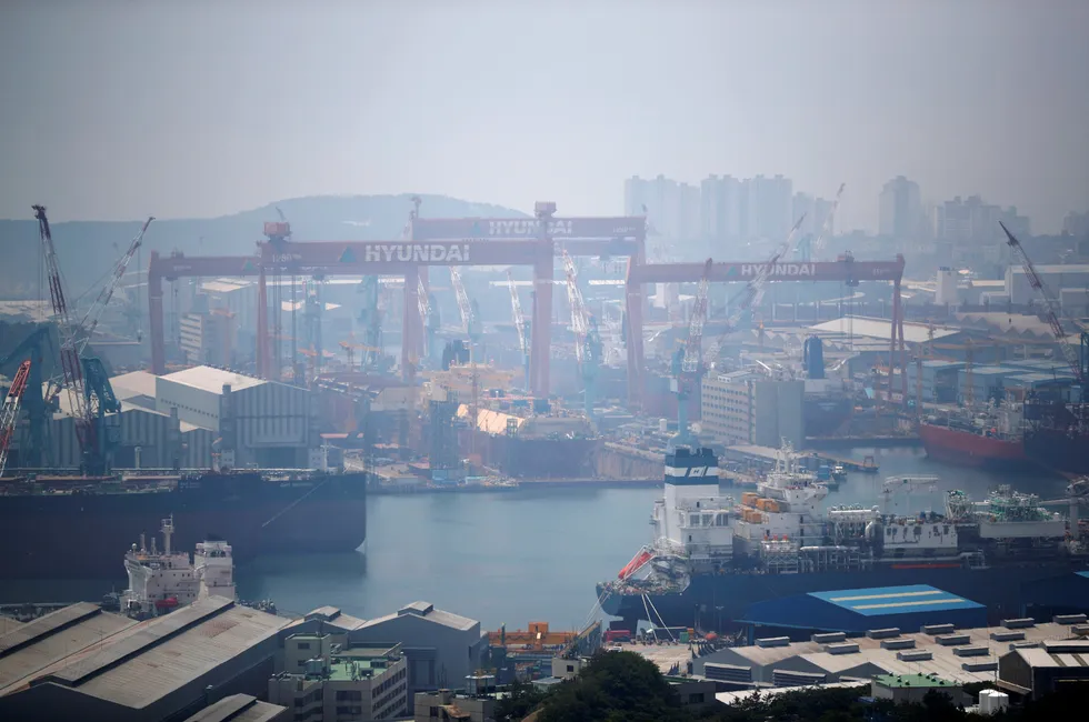 The HD-Hyundai Heavy Industries yard in Ulsan, South Korea in 2018.