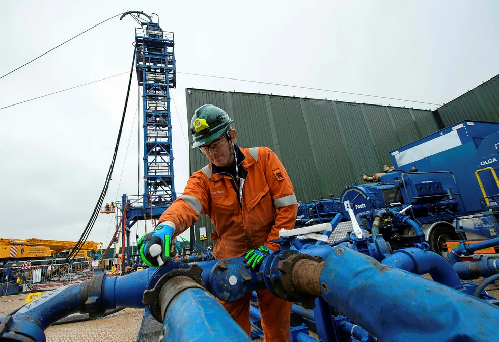 Rich reservoir: an engineer at Cuadrilla's site at Preston New Road in Lancashire, England