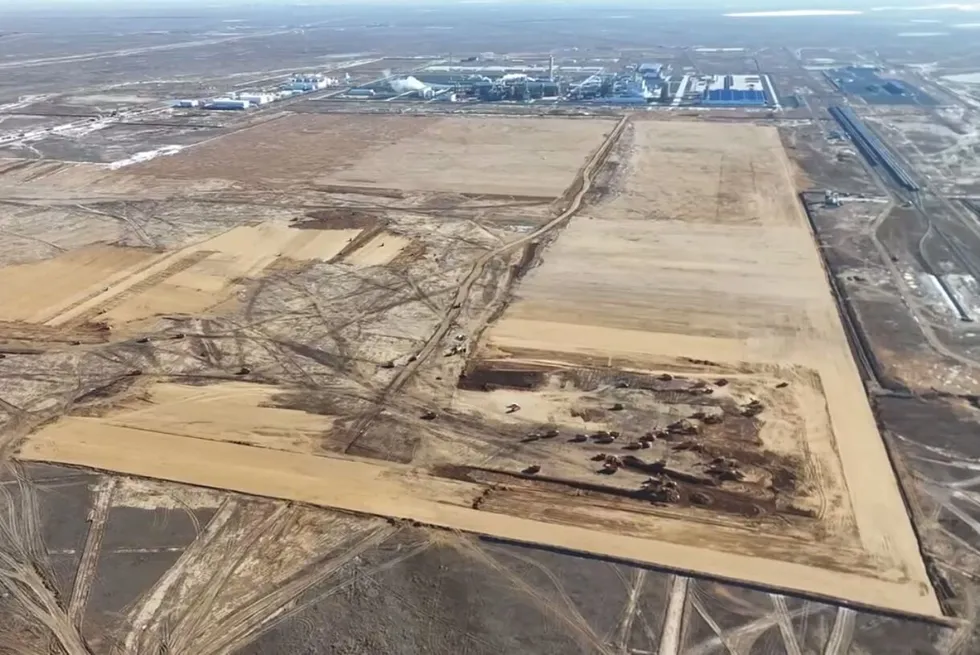 Preparation works seen at the site of a planned polyethylene plant in Kazakhstan that will process gas from the Tengiz oilfield.
