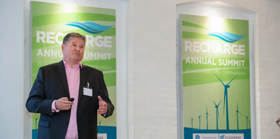 Ocean Winds' Grzegorz Gorski speaking at the 2019 Recharge Energy Transition Summit.