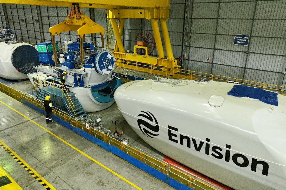 An Envision nacelle on the production line at its Pune factory in India.