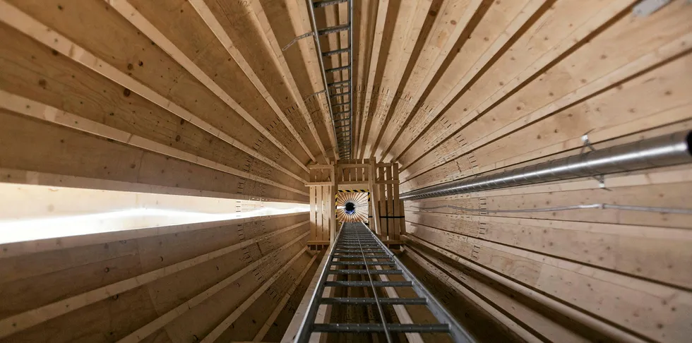 Modvion wooden wind turbine tower
