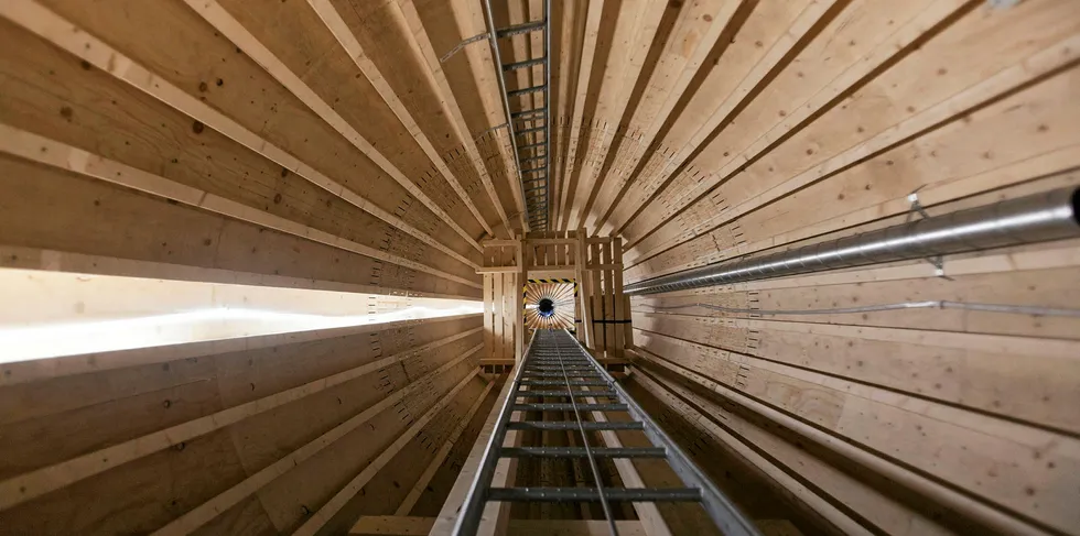 A Modvion wooden tower in Sweden.