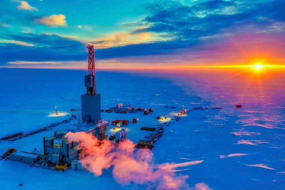 Drilling operations on Pantheon Resources, Aphun oil discovery in Alaska in 2021.