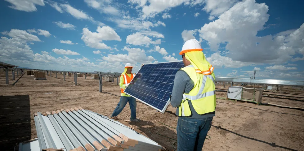 Installation of a PV farm by Swinerton, one of the largest solar EPC players in the US