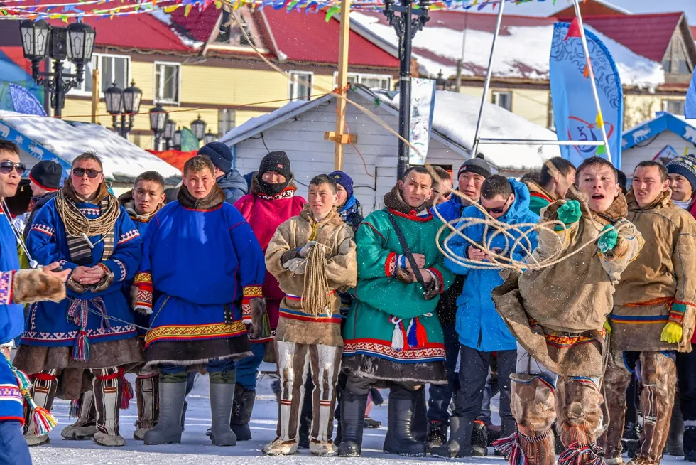 Taming the beast: a man throws a lasso at an annual gathering of reindeer herders and hunters in the Yamal-Nenets region in Russia this month