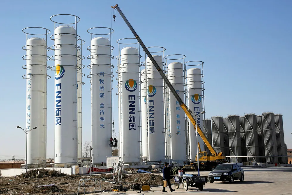 New targets: an LNG storage facility under construction in Baoding, Hebei province, China