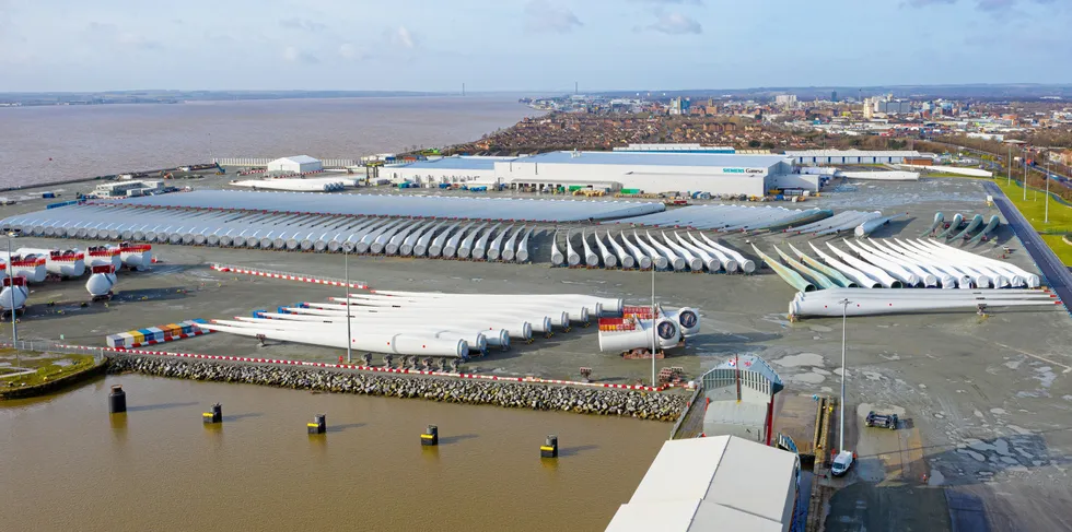 Blades ready for load-out at Siemens Gamesa's Hull, UK plant