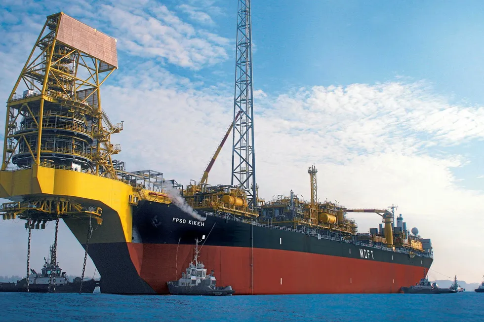 In action: the floating production, storage and offloading vessel on PTTEP’s Kikeh field offshore Sabah, East Malaysia.