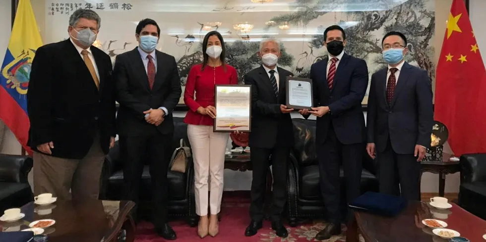 Meetings between shrimp industry and Chinese officials took place under COVID-19 conditions.
