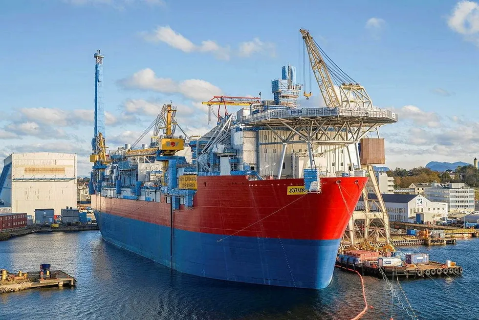 The Jotun FPSO at Rosenberg shipyard in Norway.
