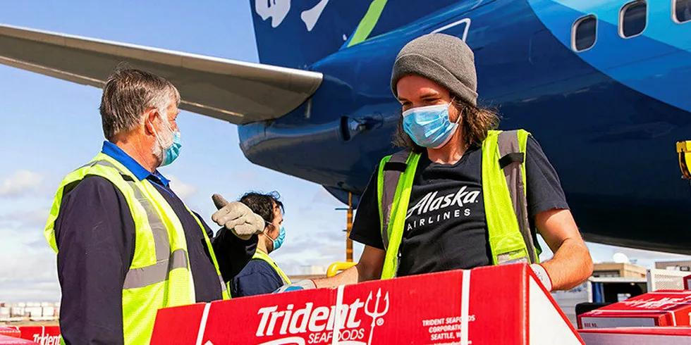Copper River salmon made its way on May 15, 2020, from the state of Alaska to Seattle by Alaska Air Cargo.