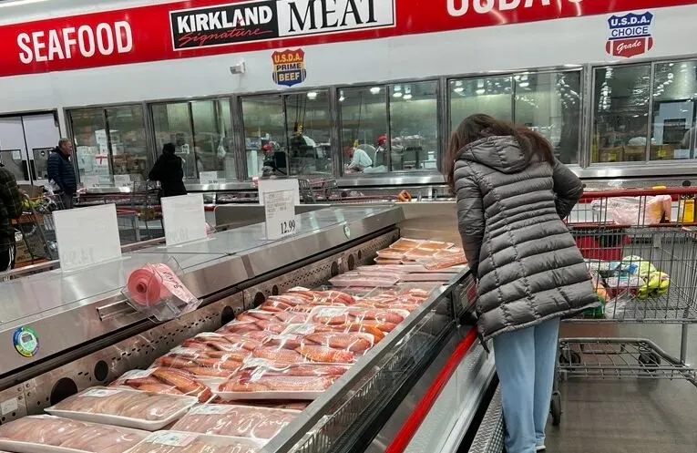 Shoppers in the seafood section at Costco in Everett, Washington Feb. 3, 2025.