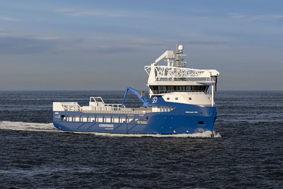 An illustration of how the two identical fish feed delivery vessels will look.