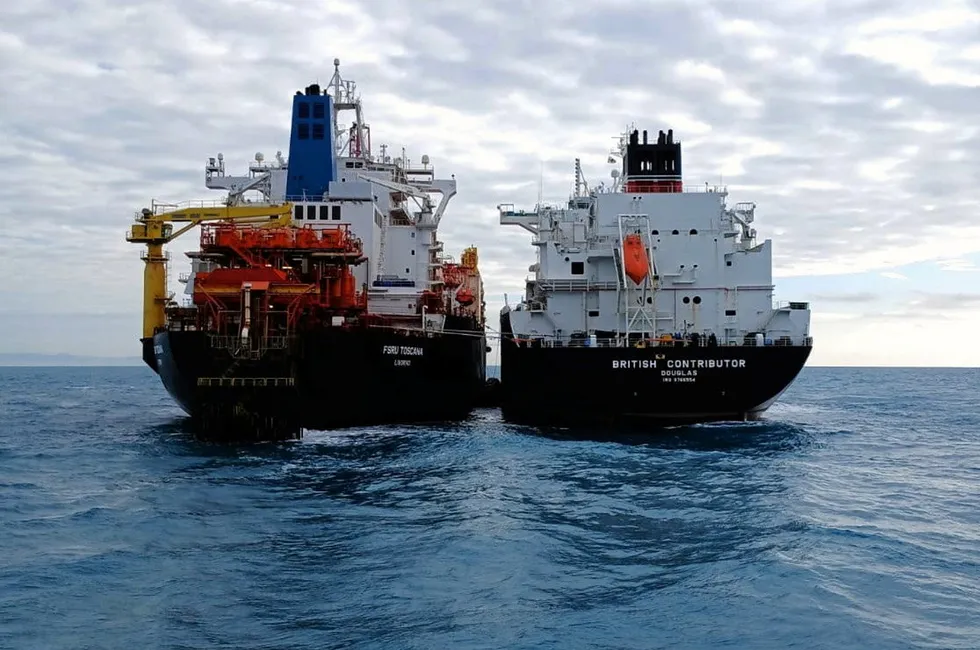 Italy’s FSRU Toscana (left) has resumed imports.
