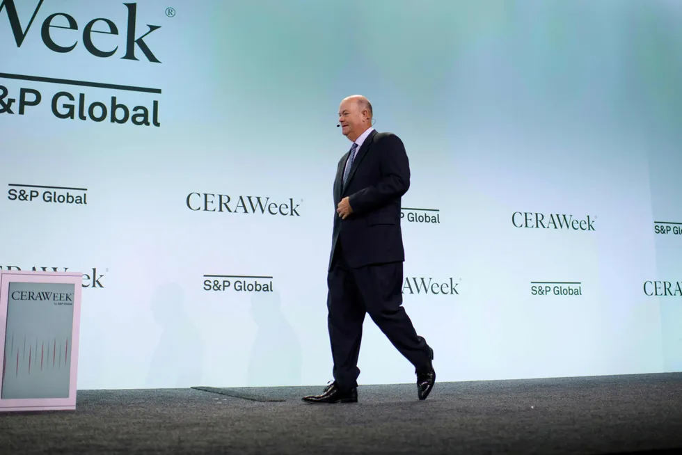 ConocoPhillips chief executive Ryan Lance taking the stage in Houston earlier this year.