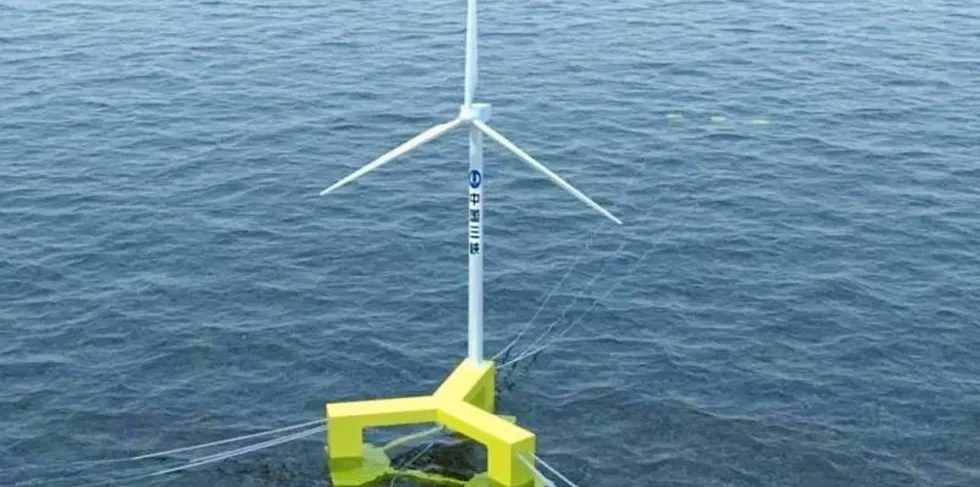 CGI of floating unit being installed at China Three Gorges pilot project in South China Sea