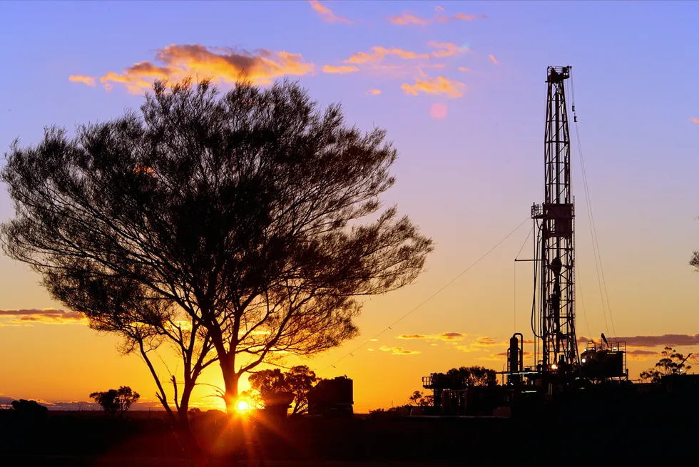 Drilling operations in the Cooper basin, Queensland, Australia.