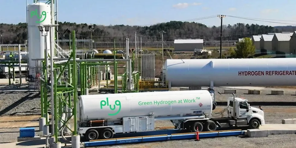 . A Plug Power tanker being refilled.