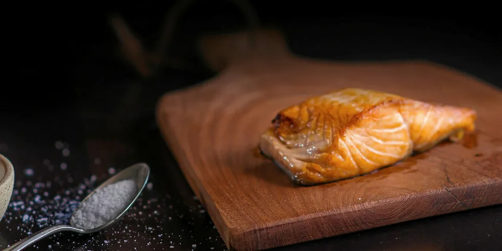 A Sustainable Blue land-based farmed Atlantic salmon fillet.