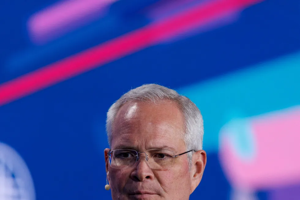Serious incident: Darren Woods, chief executive of ExxonMobil which operates the Hebron platform in Canada.