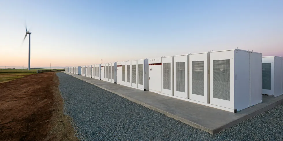 Tesla's Powerpack battery storage installation