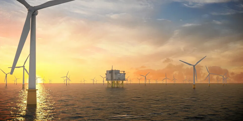 Artistic illustration of the future Dogger Bank offshore wind array