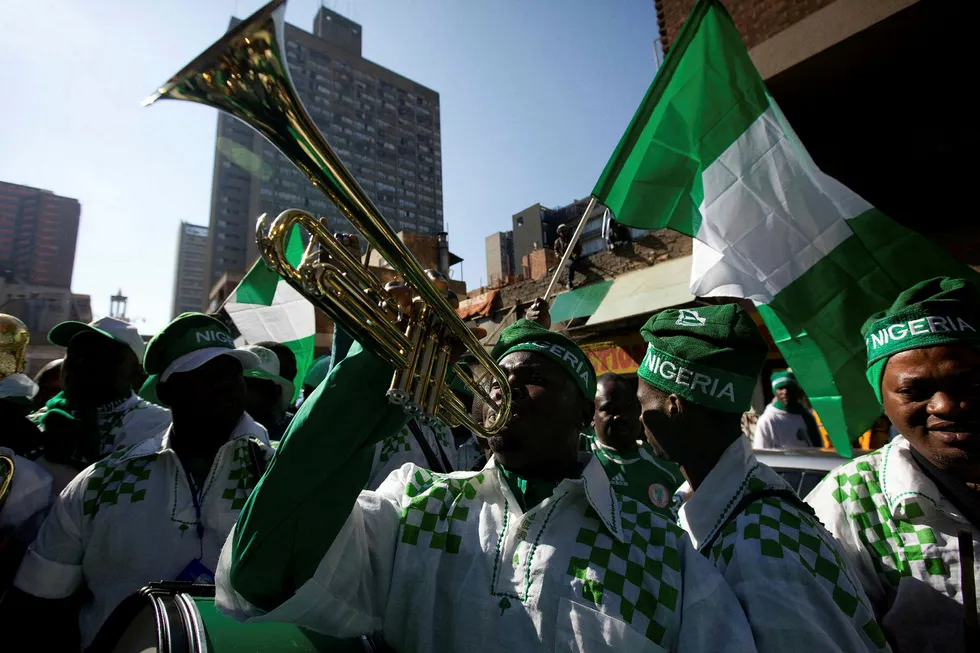 Trumpeting new phase: at Otakikpo Photo: AFP/YASUYOSHI CHIBA